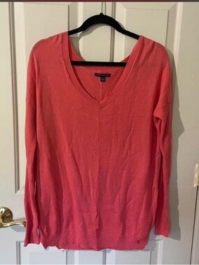American Eagle Outfitters Coral V Neck Knit Sweater